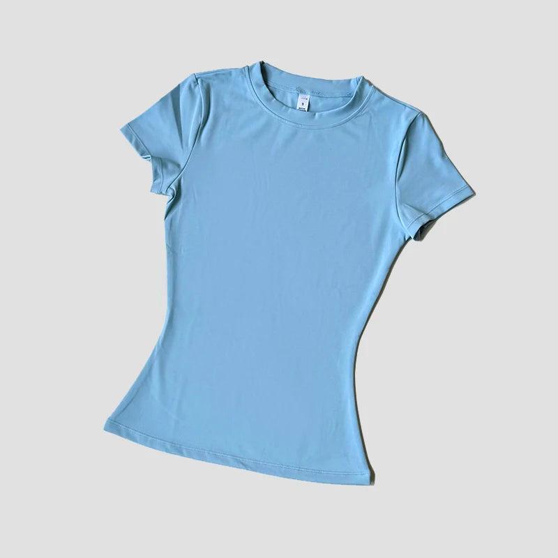 Light blue t-shirt on a gray background